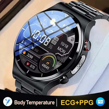 Veselības Smart Skatīties 360*360 HD Pilna skārienekrāna EKG Sirds ritma Monitors Termometrs Asins Skābekļa Sporta Smartwatch iOS Android
