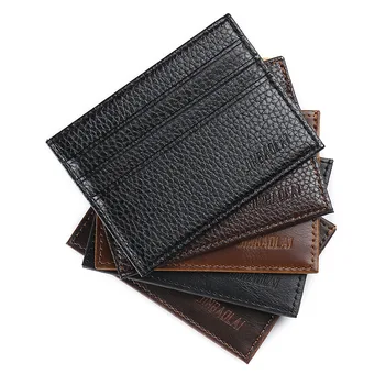 Vīriešu Slim Mīksto Biznesa Kredītkartes Īpašnieks PU Ādas Modes Vintage Seifs Retro Tekstūras Mini ID Turētāji Black Bankas Lietā Maku
