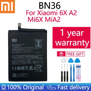 Xiao Mi Sākotnējā Tālruņa Akumulatora BN36 par Xiaomi Mi 6X Mi6X Mi A2 MiA2 3010mAh Augstas Kapacitātes Akumulatoru Nomaiņa Bez Instrumentiem