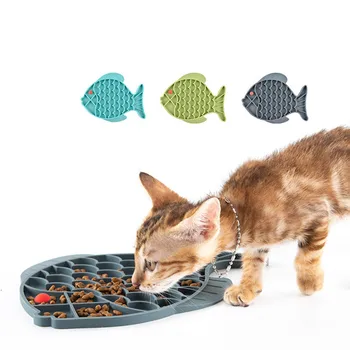 Zivju Formas Silikona Sunim Laizīt Mat Suņiem Pet Slow Food Plati Pet Produktu Mat Suņiem, Kaķiem Slow Food Pet Bļodas Pakārtotā Piederumi