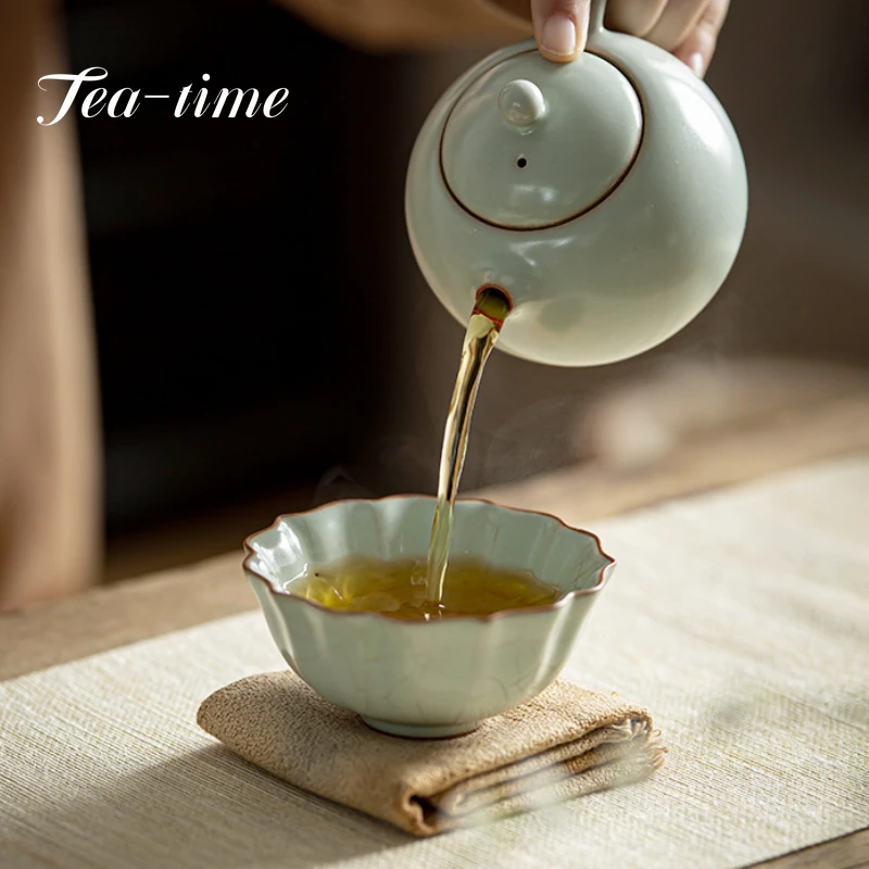 180ml Boutique Ru Krāsns Keramikas Tējkanna Roku darbs Atvērt Gabals Porcelāna Xishi Pot Tējas Maker Pods ar Filtru Kung Fu Tējas Komplekts Dāvanu Kastē Attēls 1