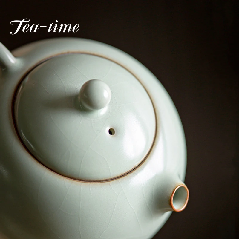 180ml Boutique Ru Krāsns Keramikas Tējkanna Roku darbs Atvērt Gabals Porcelāna Xishi Pot Tējas Maker Pods ar Filtru Kung Fu Tējas Komplekts Dāvanu Kastē Attēls 2