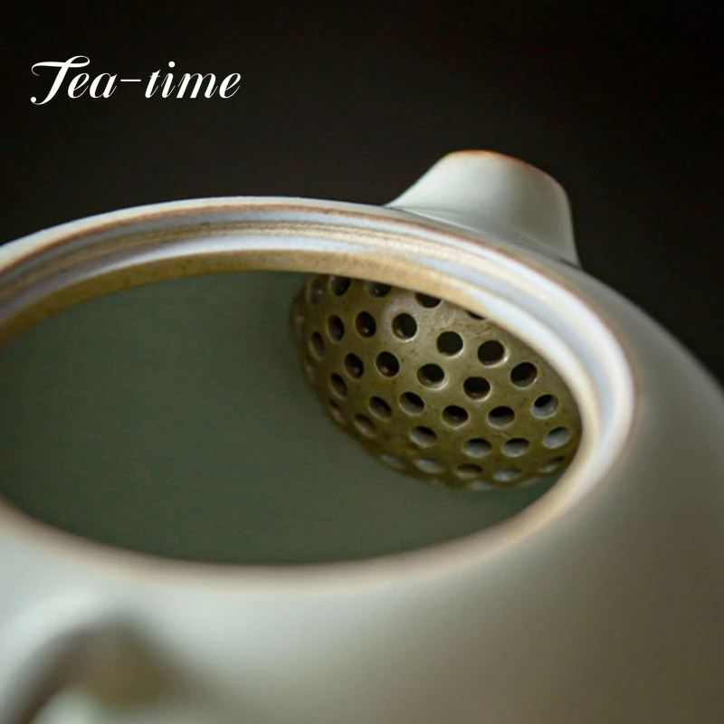 180ml Boutique Ru Krāsns Keramikas Tējkanna Roku darbs Atvērt Gabals Porcelāna Xishi Pot Tējas Maker Pods ar Filtru Kung Fu Tējas Komplekts Dāvanu Kastē Attēls 3