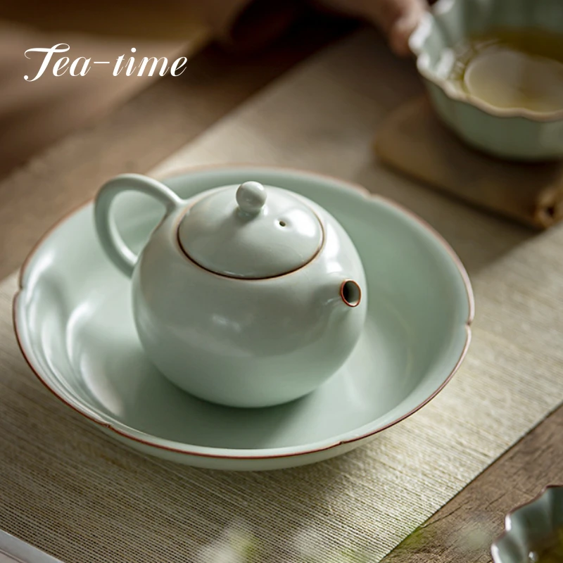 180ml Boutique Ru Krāsns Keramikas Tējkanna Roku darbs Atvērt Gabals Porcelāna Xishi Pot Tējas Maker Pods ar Filtru Kung Fu Tējas Komplekts Dāvanu Kastē Attēls 5