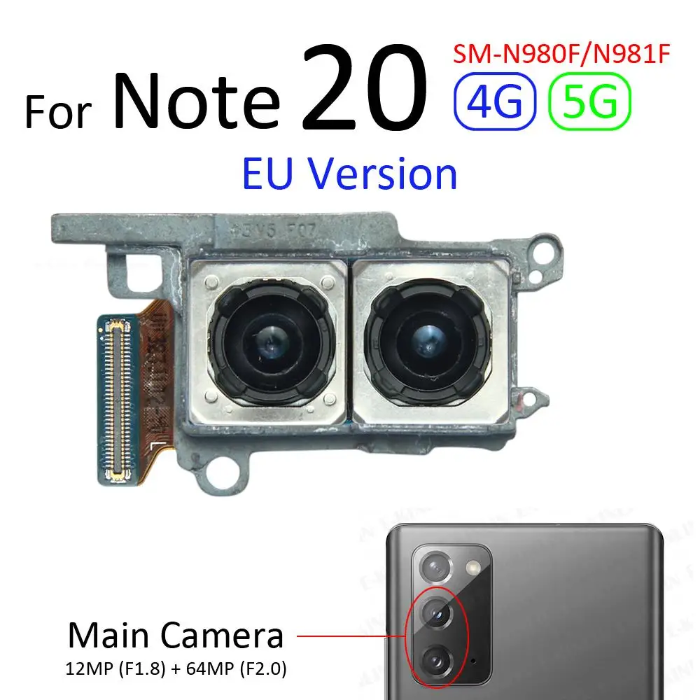 Aizmugures Galvenais Ultrawide Dziļums Telefoto Makro Aizmugurējo Kameru Flex Kabelis Samsung Galaxy Note 20 Ultra N985 N986 N980 N981 Attēls 2