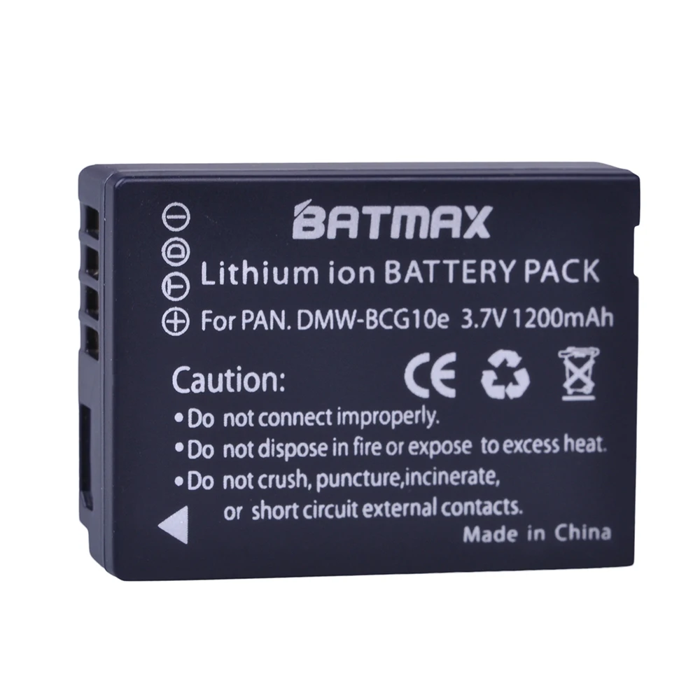 Batmax 1200mAh DMW-BCG10 BCG10 BCG10E akumulatoru Panasonic Lumix DMC-3D1 DMC-TZ7 DMC-TZ8 DMC-TZ10 DMC-TZ18 Attēls 1