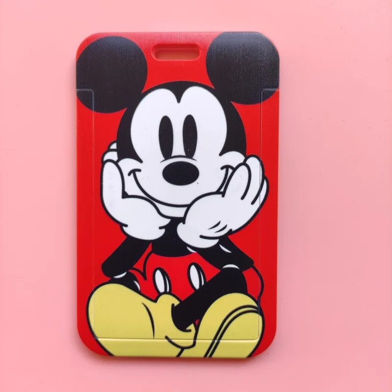 Disney Mickey Minnie Mouse Siksniņa ID Kartes Vāciņu Žetons Turētājs Karikatūra Kakla Siksna DIY Keychain Atslēgu Riņķi Attēls 1