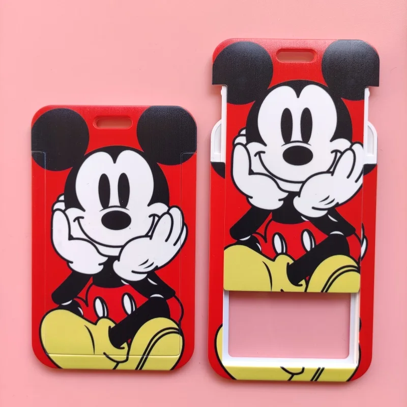 Disney Mickey Minnie Mouse Siksniņa ID Kartes Vāciņu Žetons Turētājs Karikatūra Kakla Siksna DIY Keychain Atslēgu Riņķi Attēls 3