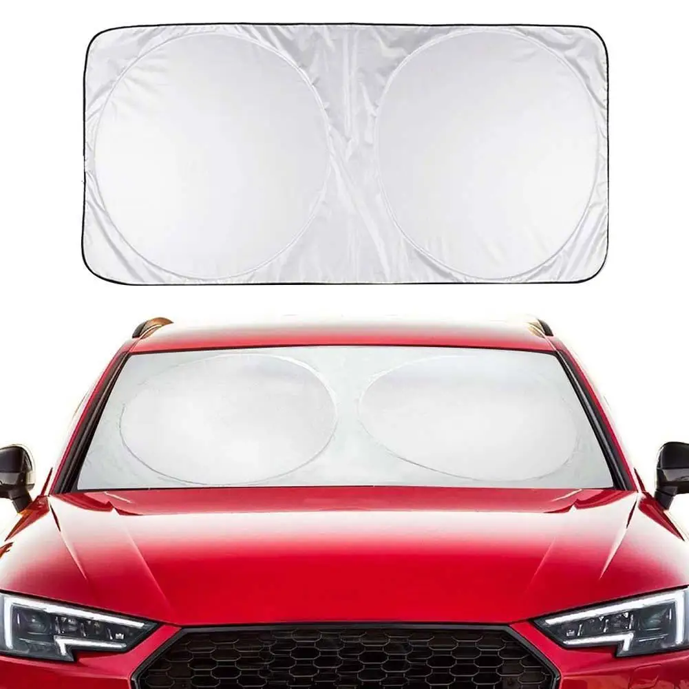 Dubultā Apļa Automašīnas Priekšējā Vējstikla Saules Siltuma Pretbloķēšanas Anti-UV Vāka Aizsargs Saulessargi Saules apdegumiem Attēls 0
