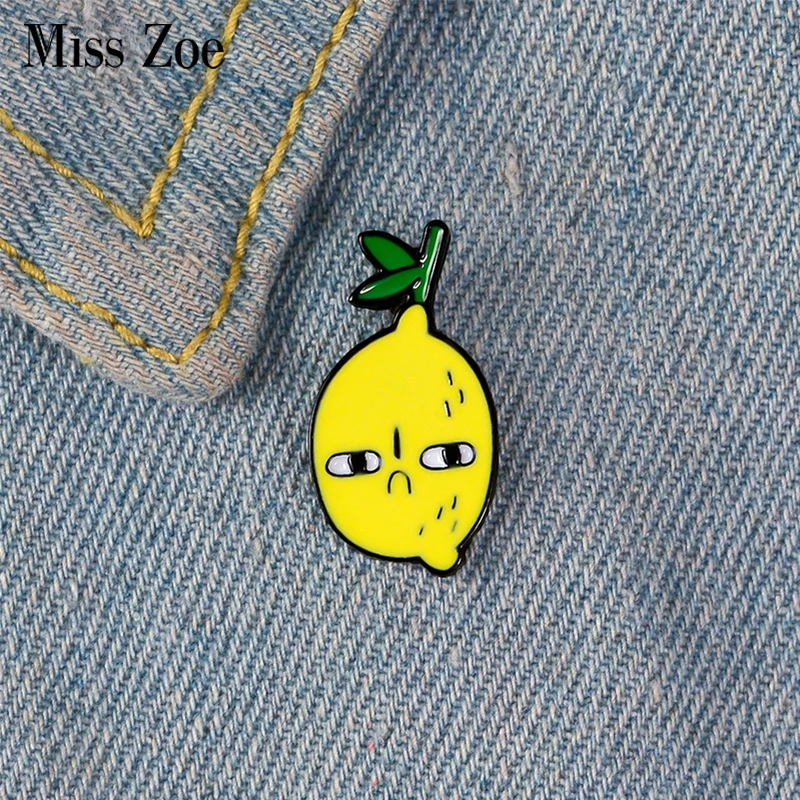 Greizsirdīgs Citronu Emaljas Pin Pasūtījuma Skaudīgs Sejas Piespraudes par Kreklu Atloks Soma Augļu Žetons Karikatūra Rotaslietas Dāvanu Bērniem Draugiem Attēls 0
