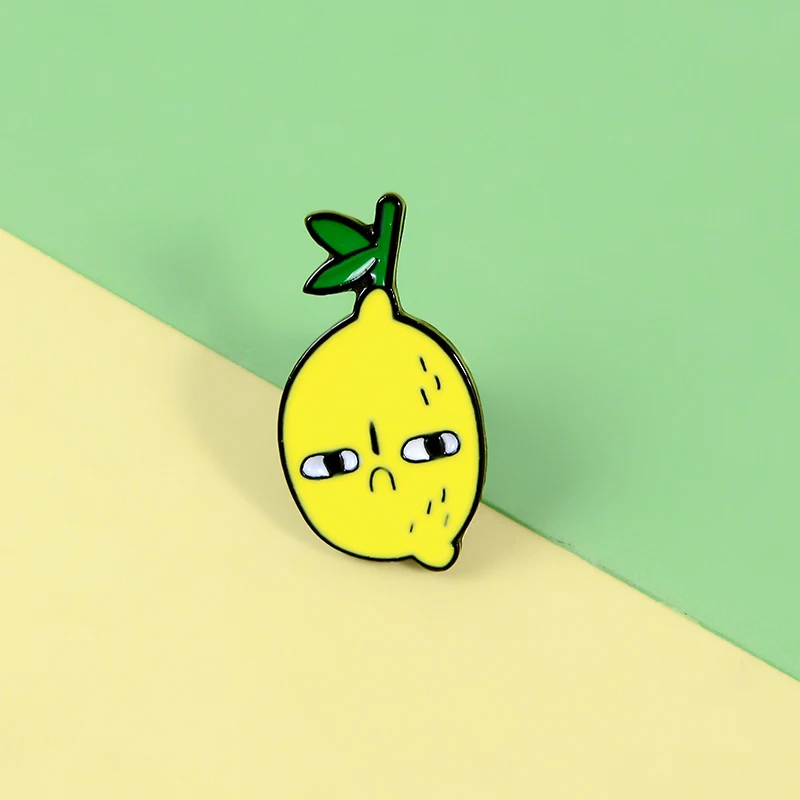 Greizsirdīgs Citronu Emaljas Pin Pasūtījuma Skaudīgs Sejas Piespraudes par Kreklu Atloks Soma Augļu Žetons Karikatūra Rotaslietas Dāvanu Bērniem Draugiem Attēls 5