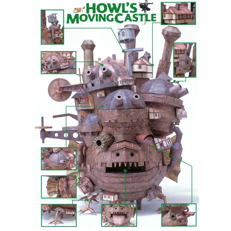 Howls Moving Castle Papīra Paraugs Salikt Rokas Garš Zemes Versijā Darbu Puzzle Spēle, Zēns, Meitene Dāvanu 50cm Attēls 4