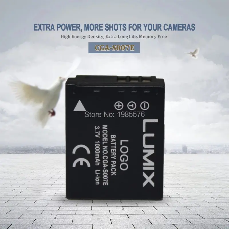 Izturīgs CGA-S007E CGA S007E litija baterijas S007 S007A BCD10 Digitālās fotokameras Akumulatoru S007E DMC TZ1 TZ2 TZ3 TZ5 TZ50 TZ15 Attēls 0
