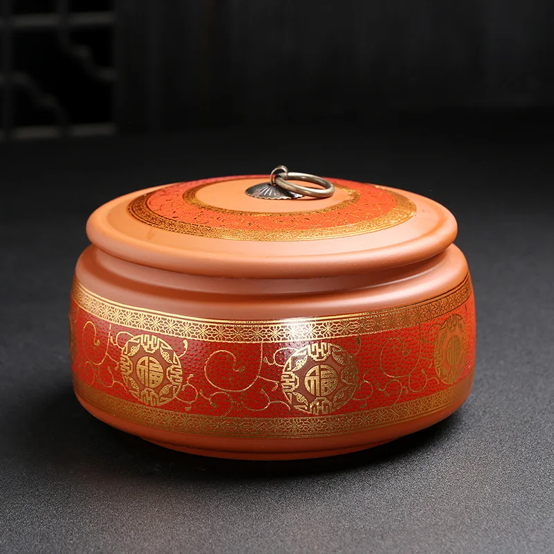 Kafijas Kannu Ķīniešu Keramikas Tējas Caddy Lielu Konfektes Uzglabāšanas Tvertnes Portatīvo Noslēgtā Tējas Jar Violetā Māla Ceļojumu Tējas Kastes Attēls 1