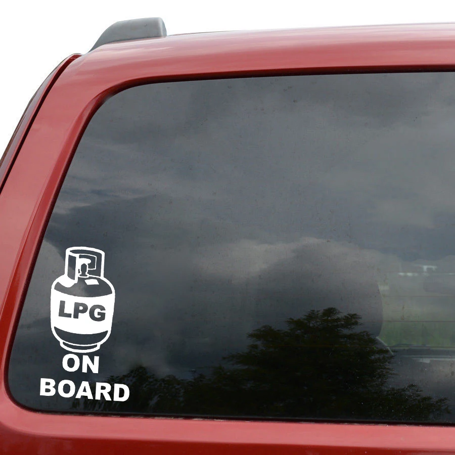 QYPF 9CM15.2CM LPG ON BOARD Brīdinājuma Zīme, Auto Uzlīmes Melna/Sudraba Vinila S9-2303 Attēls 3