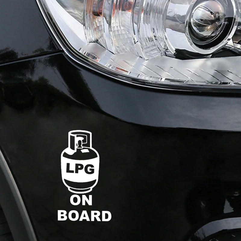 QYPF 9CM15.2CM LPG ON BOARD Brīdinājuma Zīme, Auto Uzlīmes Melna/Sudraba Vinila S9-2303 Attēls 4