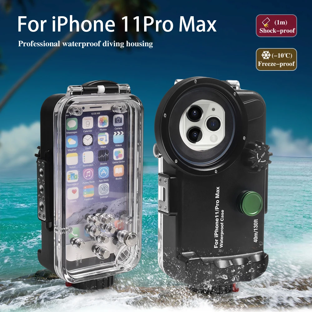 Seafrogs Ūdensizturīgs Korpuss iPhone 11/ 11pro max Profesionālās Daivings, Zemūdens Fotogrāfija 40M Tālruņa Pogas Vadības Gadījumā Attēls 1