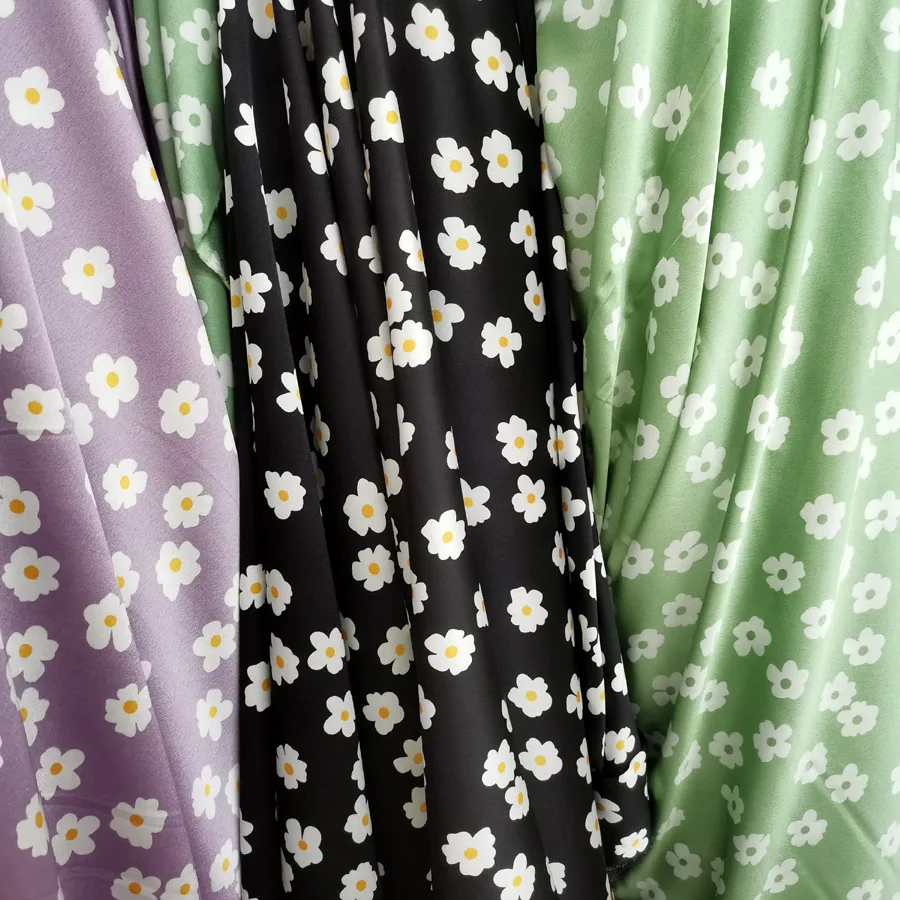 Spīdīgs Daisy Kleita Šifona Materiālu Audu Auduma DIY Apģērbu Šūšana Tekstila Vasaras Audums Attēls 0
