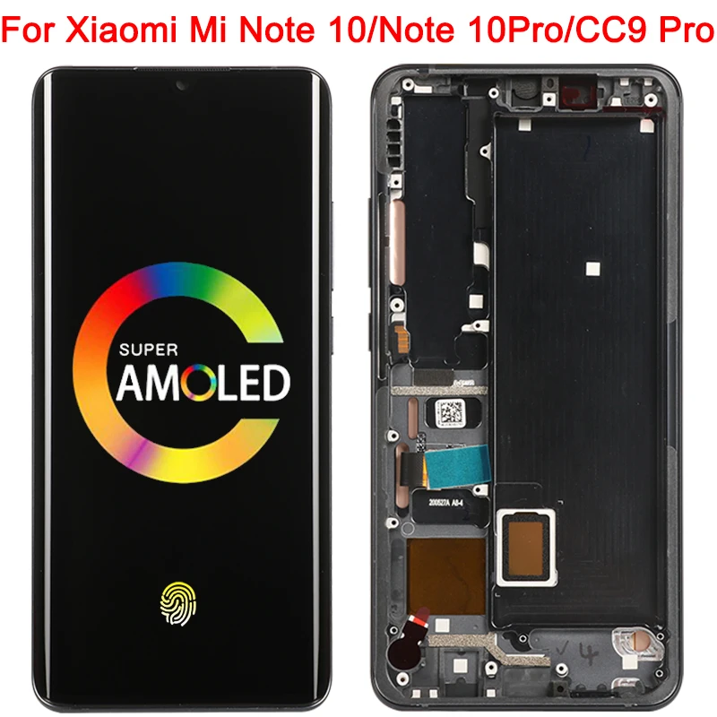 Sākotnējā Mi, Ņemiet vērā, 10 Pro Displeja Xiaomi Mi CC9 Pro LCD Rāmja Amoled Mi Note10 Lite M1910F4G Displejs, Touch Screen Digitizer Attēls 0