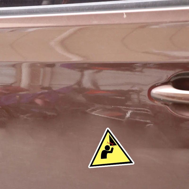 Unikālo Brīdinājuma Zīmi Prātā Savu Galvu Automašīnu, Motociklu Uzlīmes Auto Piederumi Personības PVC Apdares Ūdensizturīgs Decal 17*14cm Attēls 2