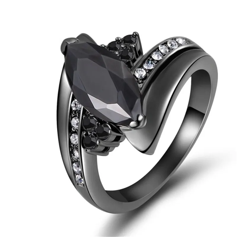 YWOSPX klasiskais melns (Classic Black Ring Crystal Zircon Melnā Zelta Krāsas Gredzeni Sieviešu Rotaslietas Kāzu Anillos Paziņojumu CZ Gredzens Dāvanu Y20 Attēls 2