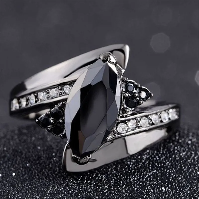 YWOSPX klasiskais melns (Classic Black Ring Crystal Zircon Melnā Zelta Krāsas Gredzeni Sieviešu Rotaslietas Kāzu Anillos Paziņojumu CZ Gredzens Dāvanu Y20 Attēls 4