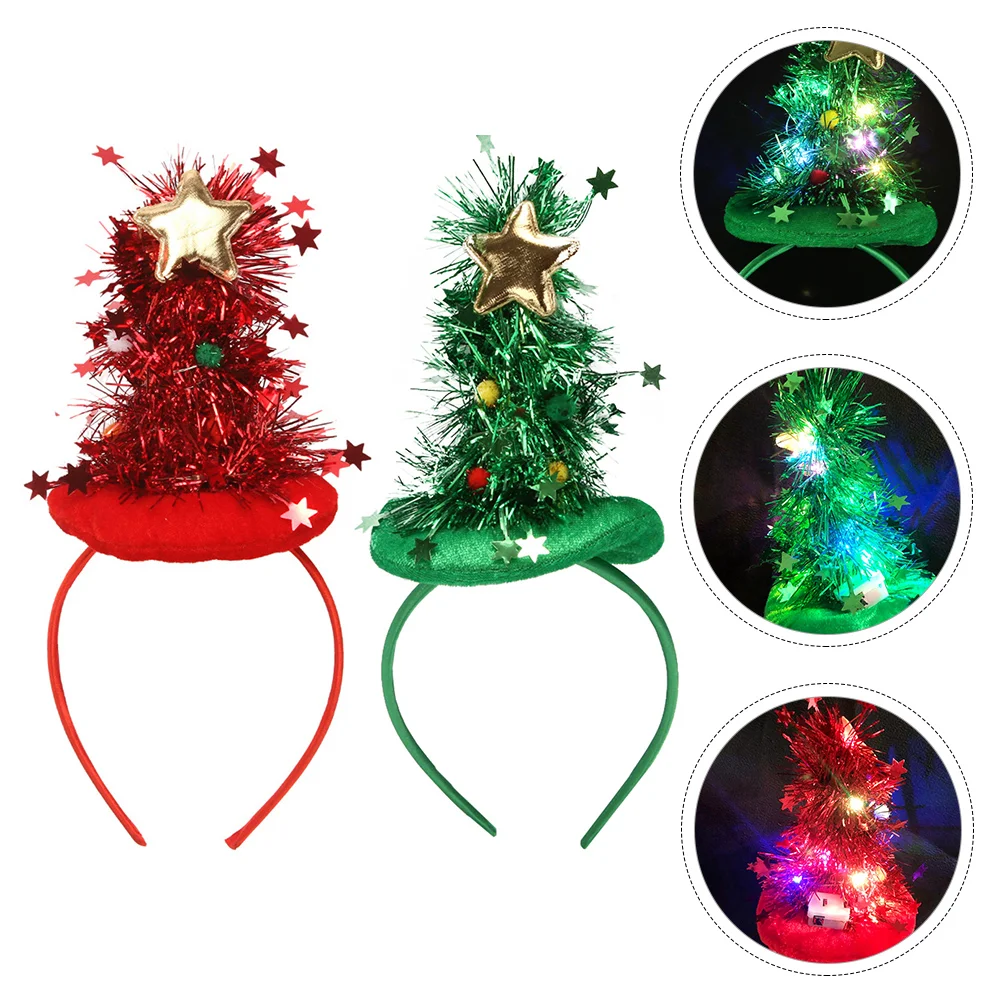 Ziemassvētku Galvas Cepuri Mati Headpieces Kostīmu Hoilday Vizulis Zvaigzne Ziemassvētki Bopper Cepures Puse Galvas Piederumi Hops Koks Attēls 0