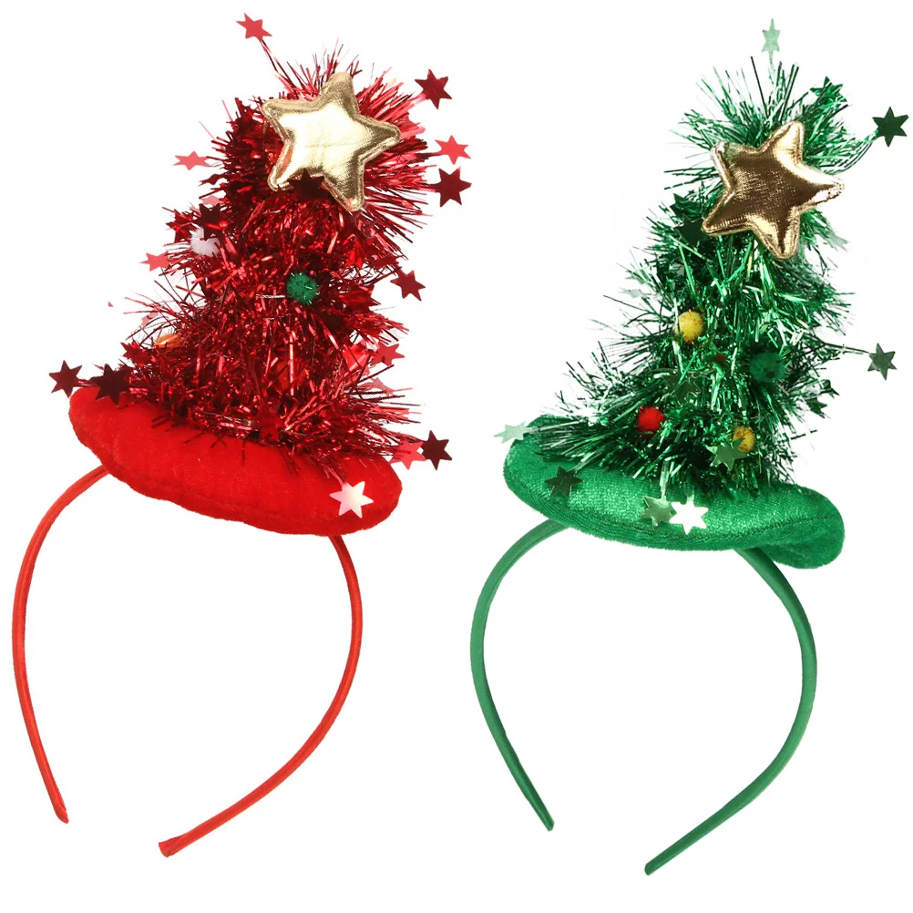 Ziemassvētku Galvas Cepuri Mati Headpieces Kostīmu Hoilday Vizulis Zvaigzne Ziemassvētki Bopper Cepures Puse Galvas Piederumi Hops Koks Attēls 2