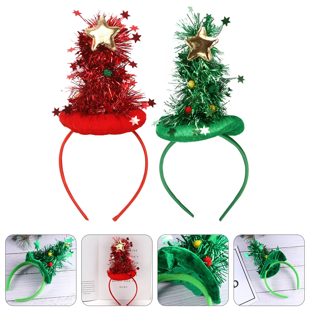 Ziemassvētku Galvas Cepuri Mati Headpieces Kostīmu Hoilday Vizulis Zvaigzne Ziemassvētki Bopper Cepures Puse Galvas Piederumi Hops Koks Attēls 4