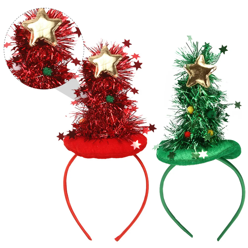 Ziemassvētku Galvas Cepuri Mati Headpieces Kostīmu Hoilday Vizulis Zvaigzne Ziemassvētki Bopper Cepures Puse Galvas Piederumi Hops Koks Attēls 5